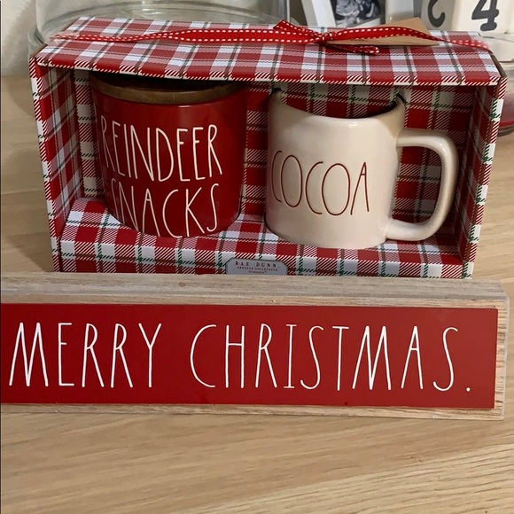 Rae Dunn Reindeer snacks Cellar and Cocoa mug
